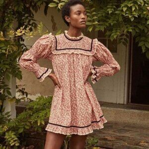 Doen red and white floral short dress